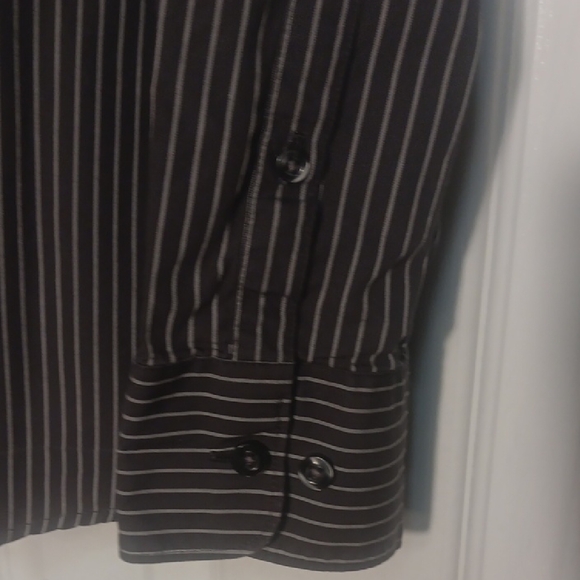 Claiborne Men's Dark Pinstripe Button Down Shirt - Picture 5 of 10